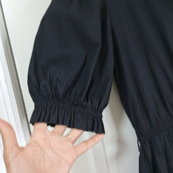 Cassees Mini Dress Womens Black Puff Sleeve Elastic Waist & Lining Size L - Picture 3 of 9